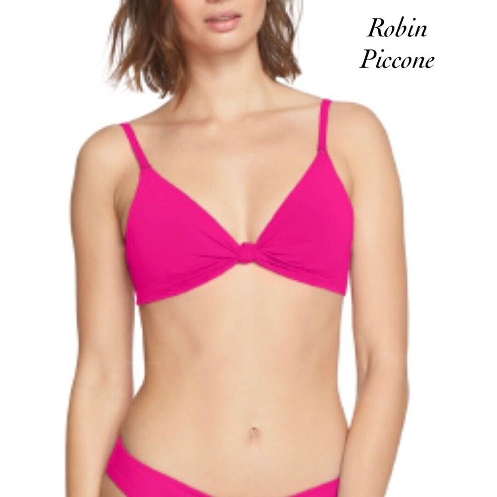 Robin Piccone Olivia Fuchsia Pink Knotted Front Underwire Bikini Top NWOT Size M